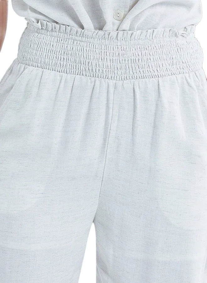 اشاراي Women's Solid Flared Pant With Smoking At Waist Comfortable Material, Breathable Daily Wear, Casual Fashion Outfit, Special Occasion Outfit, Trendy & Chic